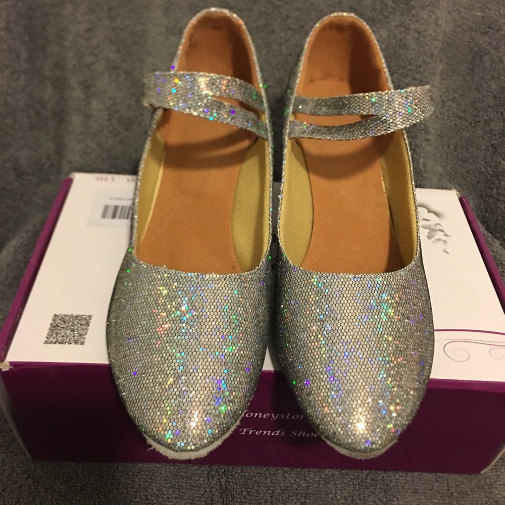 Silver glitter shoes